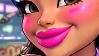 Funny Cartoon Girl Topless, Ai Animation