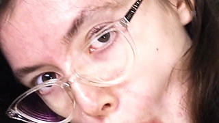 Girl Loves to Play with the Cock, Sucking It Passionately Until She Fills Her Mouth with Hot Cum